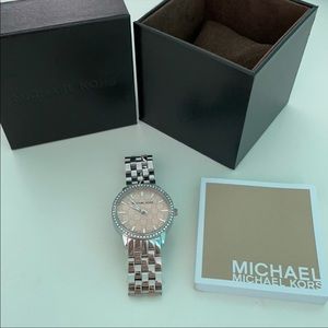 NEVER WORN Silver Michael Kors watch rose gold face